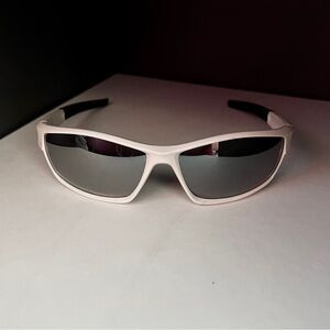 ASOS AJ Morgan white silver mirror retro wraparound futuristic sunglasses